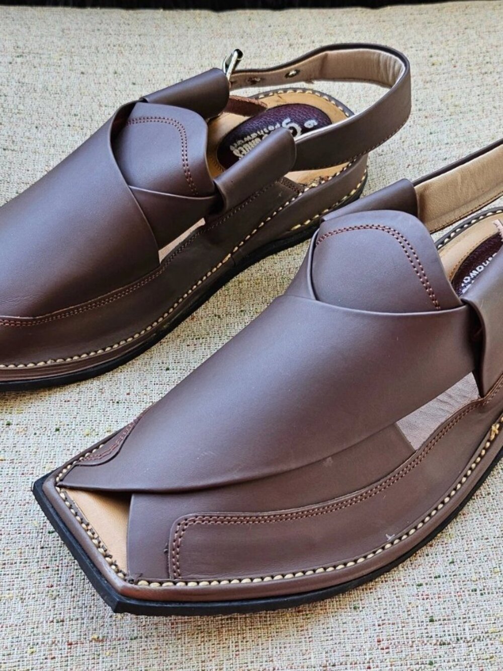 Men Sandal Peshawari Chappal Shoe Brown Genuine Leather Upper Handmade Size 9US